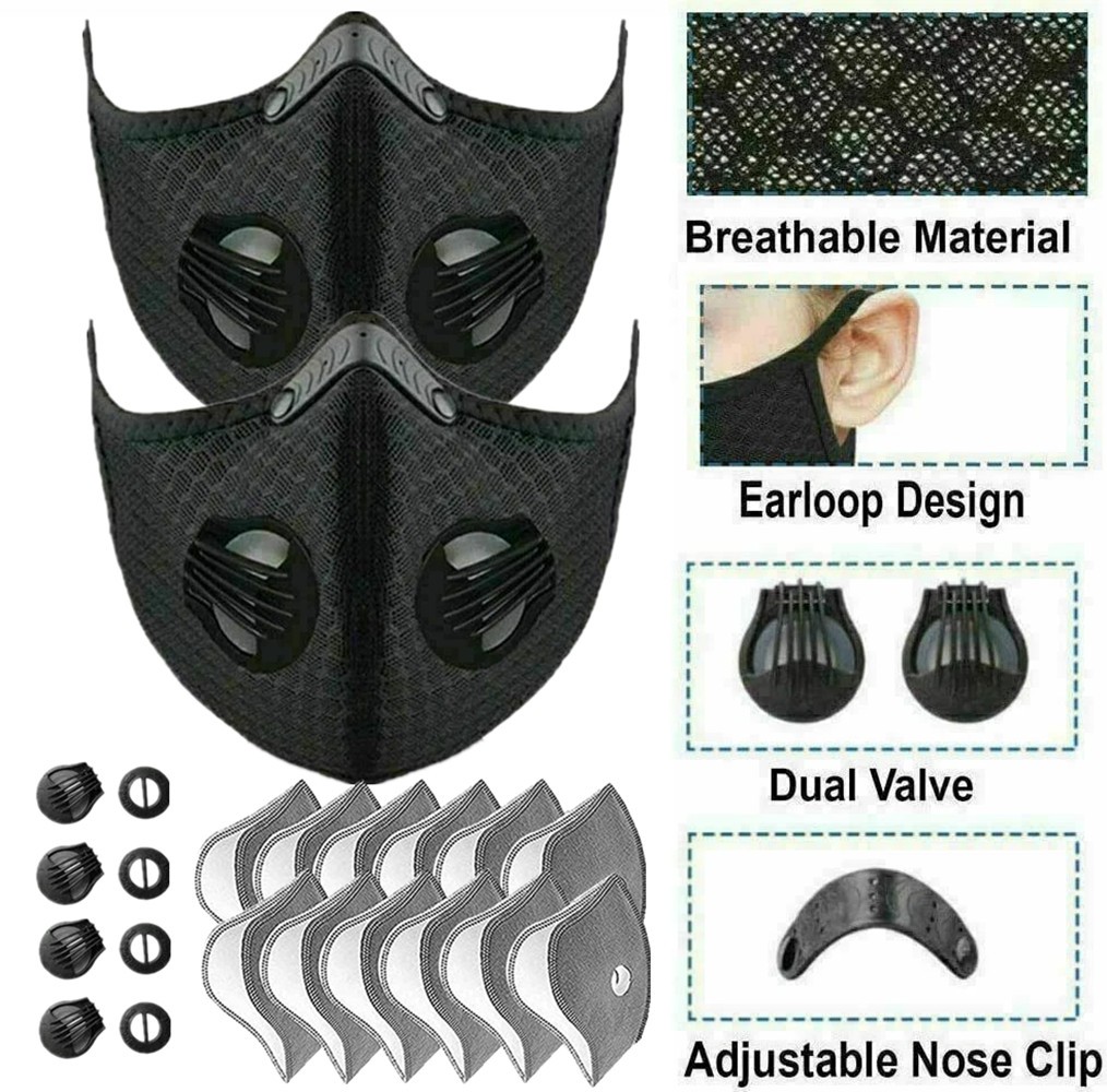 2PCS Anti Air Pollution Facepiece Reusable Half Face Shield Respirator Dust Mask