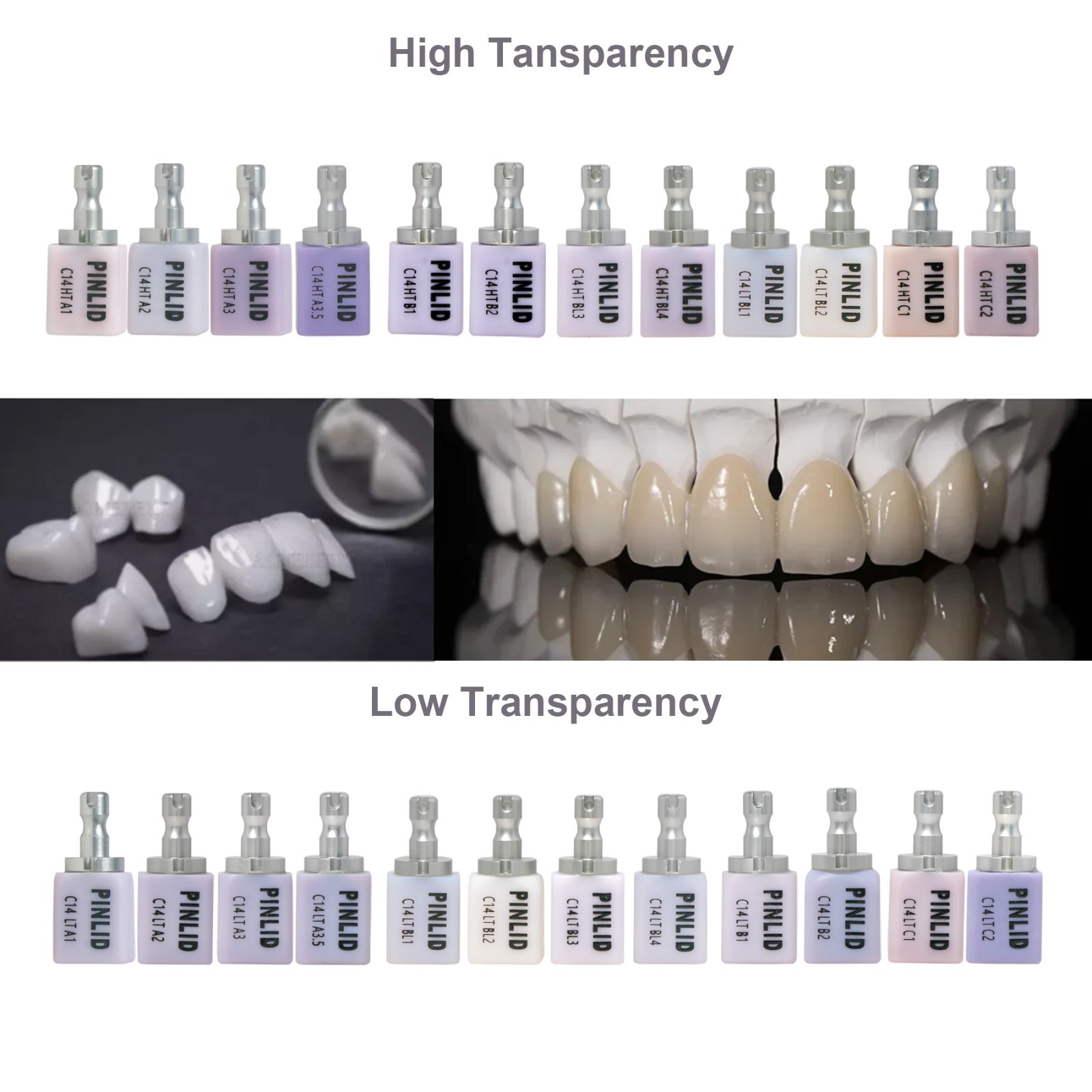 5Pcs/Box Dental C14 Glass Ceramic Lithium Dislicate Blocks Cerec CAD CAM