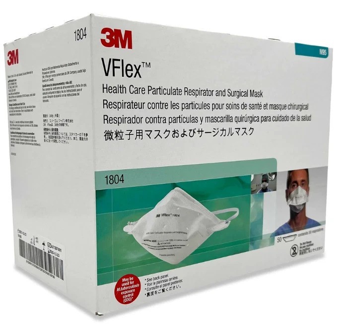 50 PCs 3M VFlex 1804 Particulate Respirator NIOSH N95 Surgical Masks