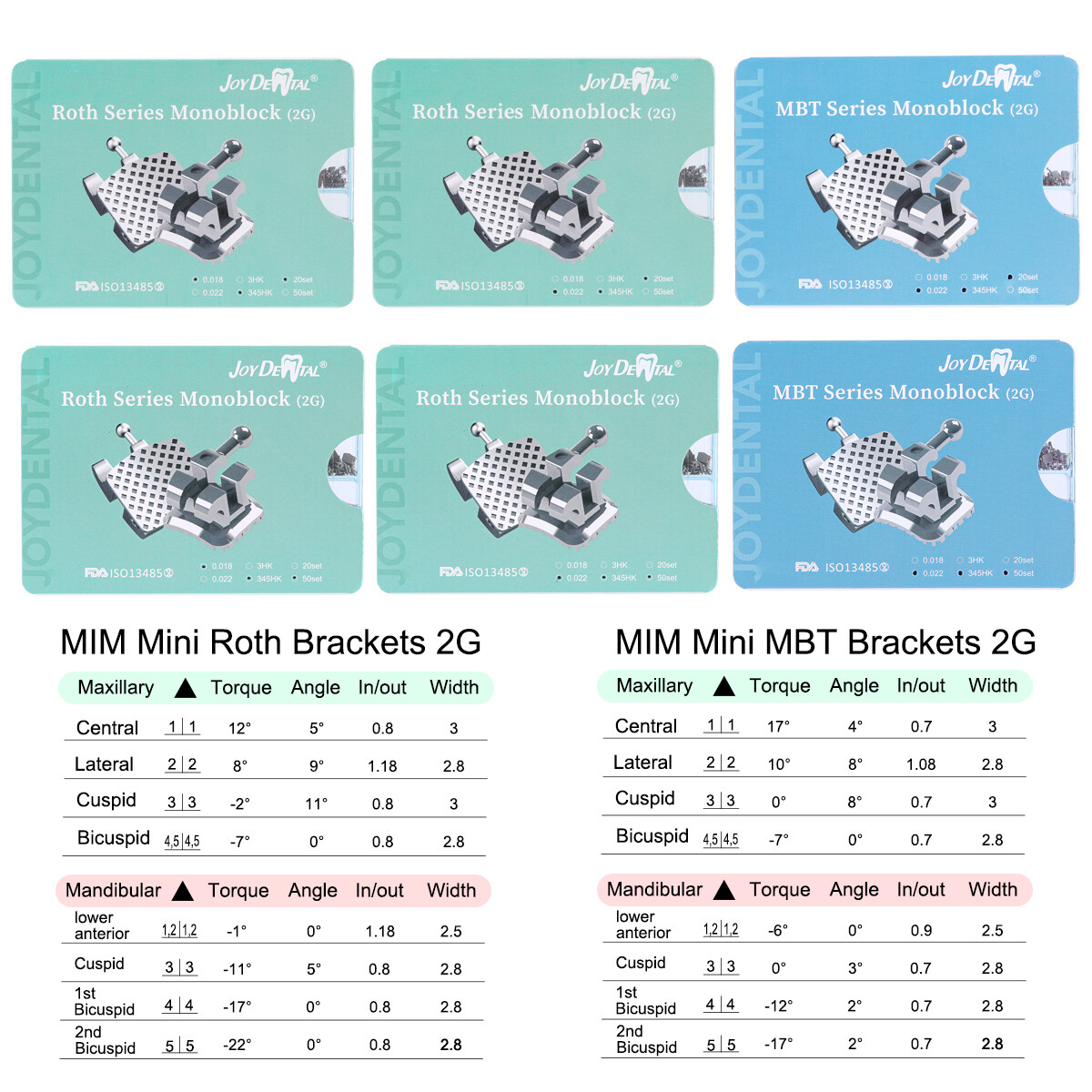 AZDENT Dental Orthodontic MIM Monoblock Brackets Braces Mini Roth/MBT Hooks 345