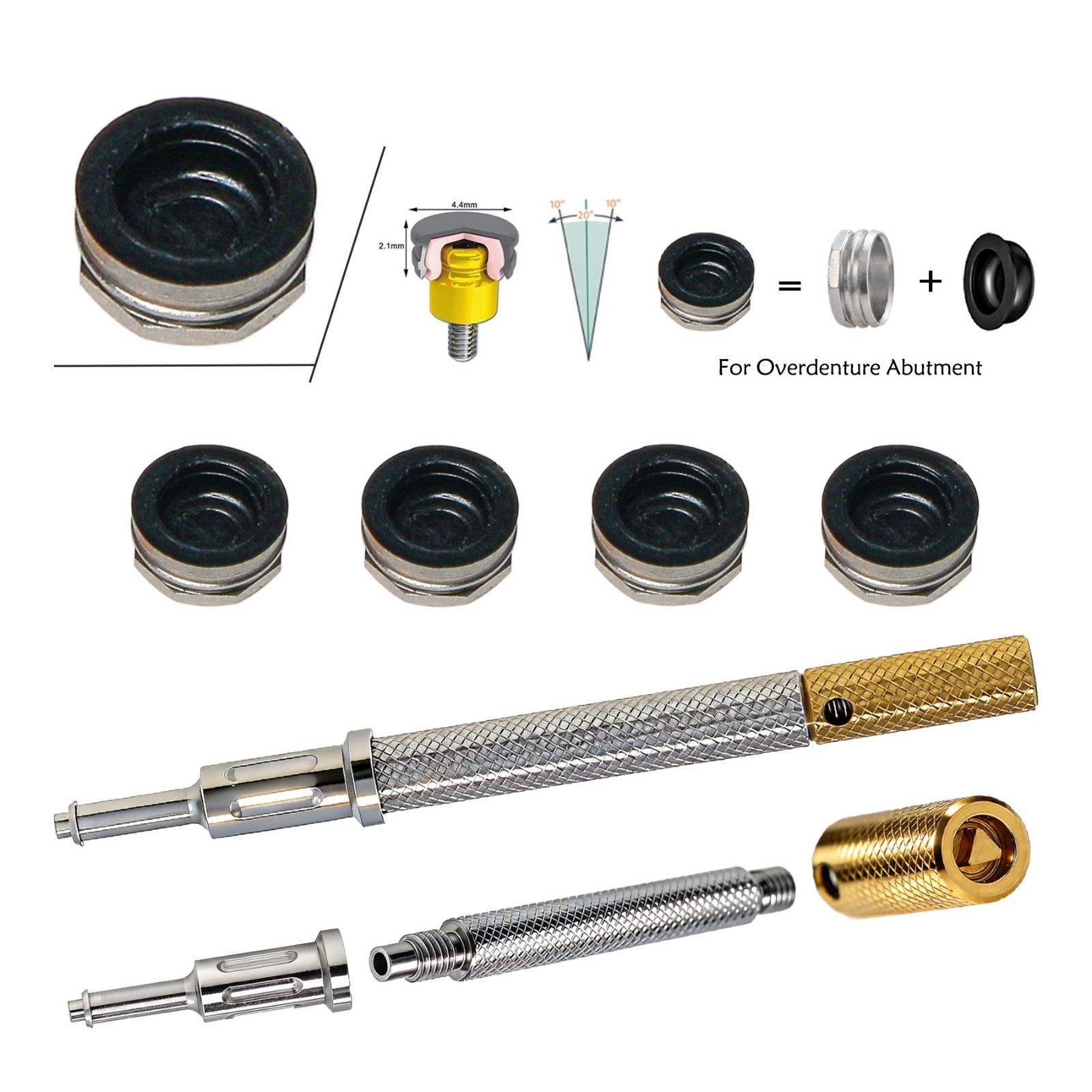 Dental Overdenture Implant Locator Abutment Retention Caps Male Cap Inserts Set