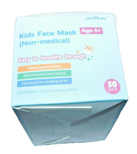 Kids Face Masks 50 Non-Medical JeSun Disposable 3-Ply Ear Loop Unisex White