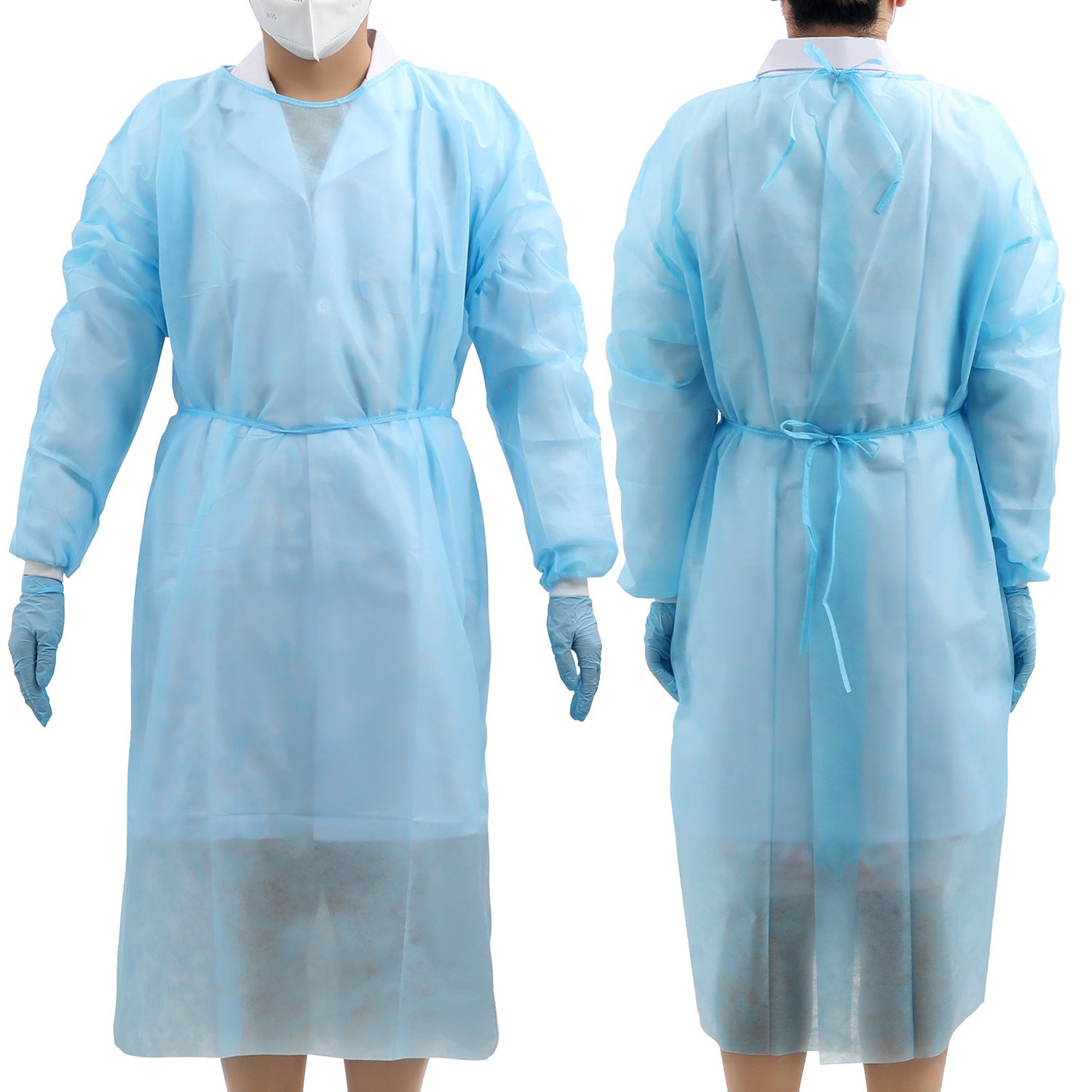 50 Pcs Disposable Isolation Gowns Dental Medical Unisex Elastic Knitted Cuff PP