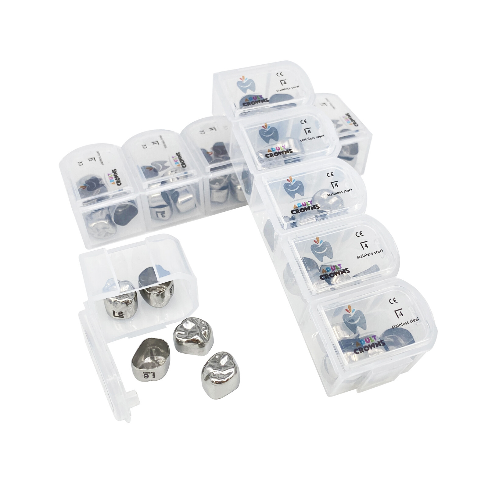5Pcs/Box Dental Adult Crown Stainless Steel Primary Permanent Molar Crowns