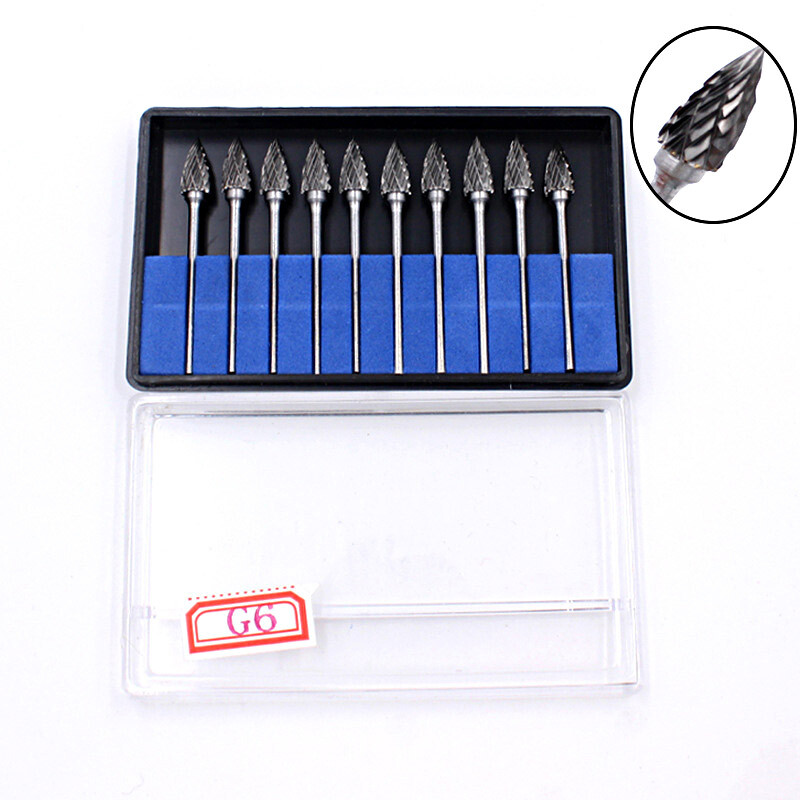 10 PCS Dental Lab Polishing Bur Drills Tungsten Steel Carbide Burs 2.35MM US