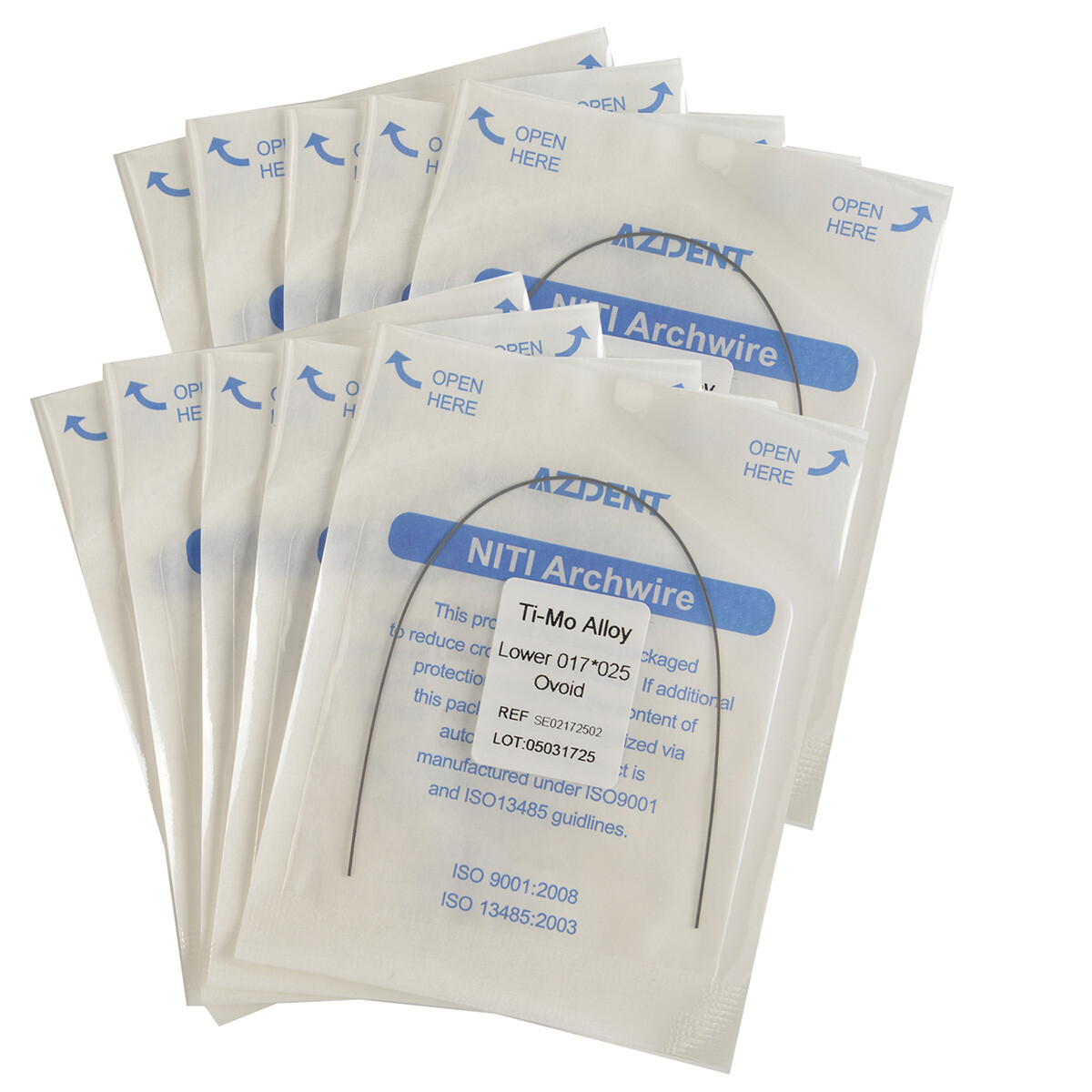 Dental Beta TMA Arch Wires Ti-Mo Alloy Rectangular Ovoid Form 17X25Upper /Lower