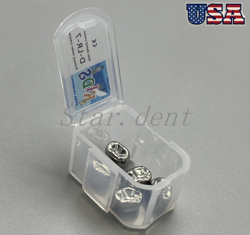 5pcs Dental Temporary Crowns For Kids Stainless Steel Pedo Molar Crown 48 sizes
