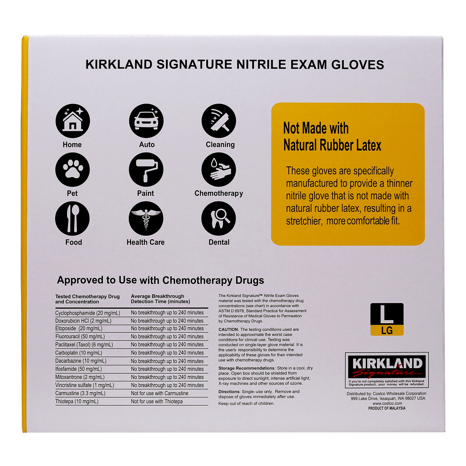 Kirkland Signature Nitrile Exam Gloves, 400-Count, Size Large