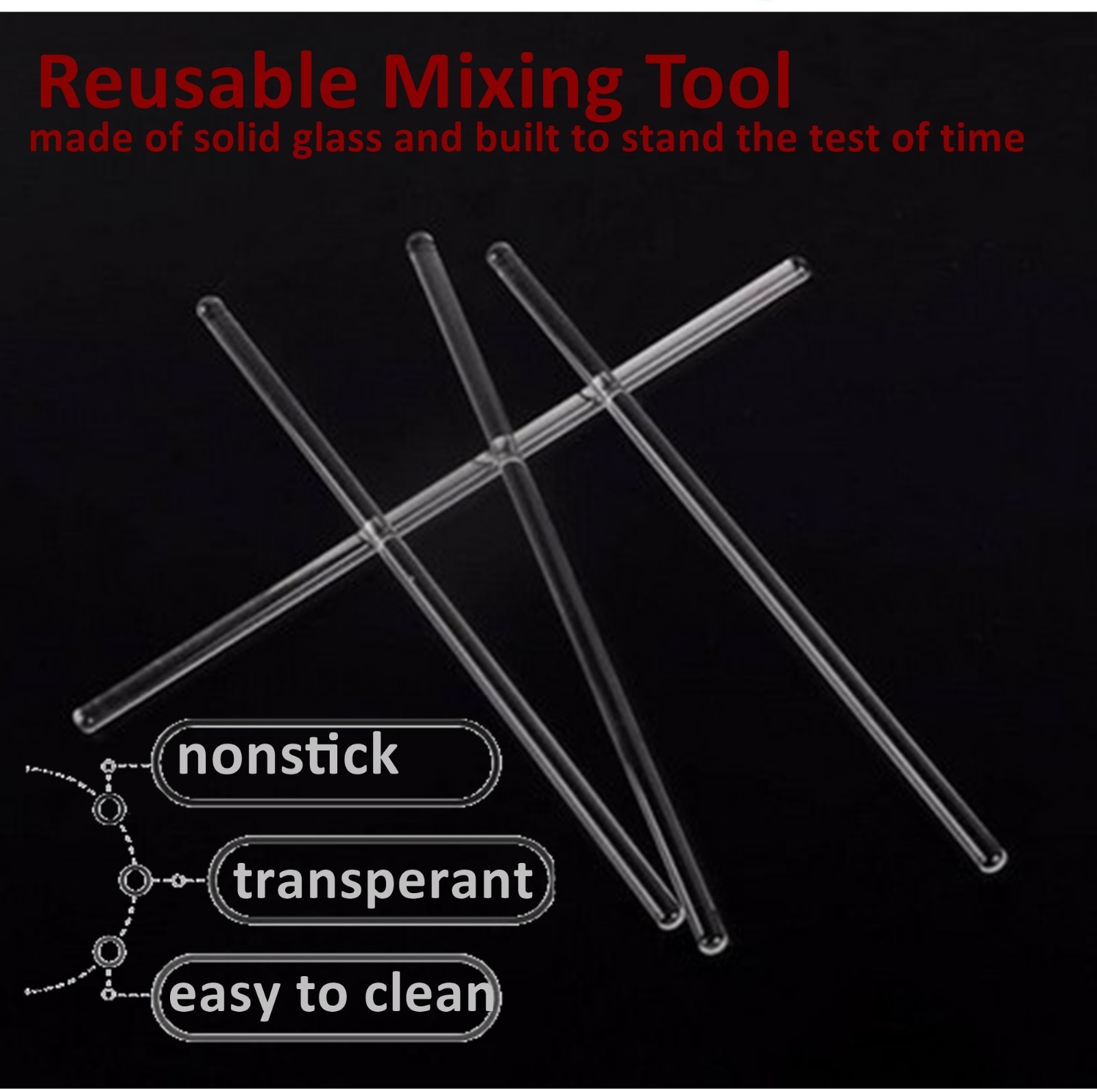 12 Pack Glass Stirring Rods 10″ Round ends for Science Education,Lab and Kitchen