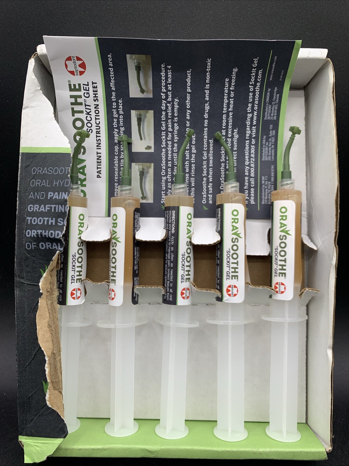 Septodont 5 Pack ORASOOTHE Sockit Gel – 01S0600 – EXP 1/5/27