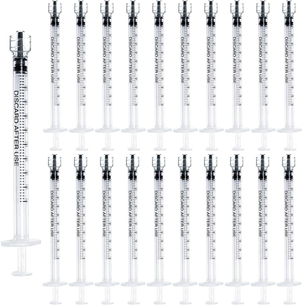 20 Pack 1ml Luer Lock Syringes without Needle Liquid Measuring Lab Dispensing
