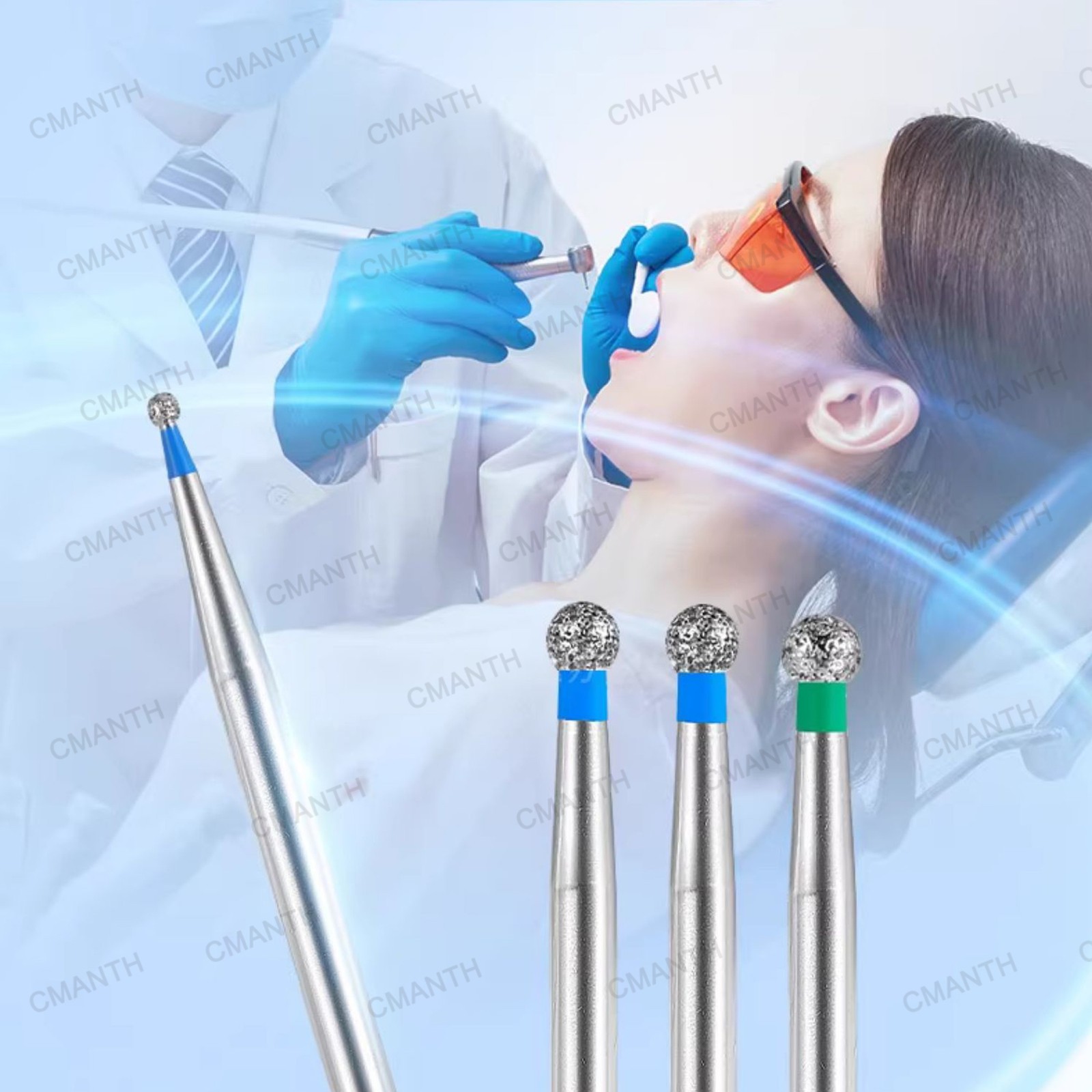 20PCS Dental Diamond Burs FG High Speed Bur Round End Coarse Fine Grit 880 881