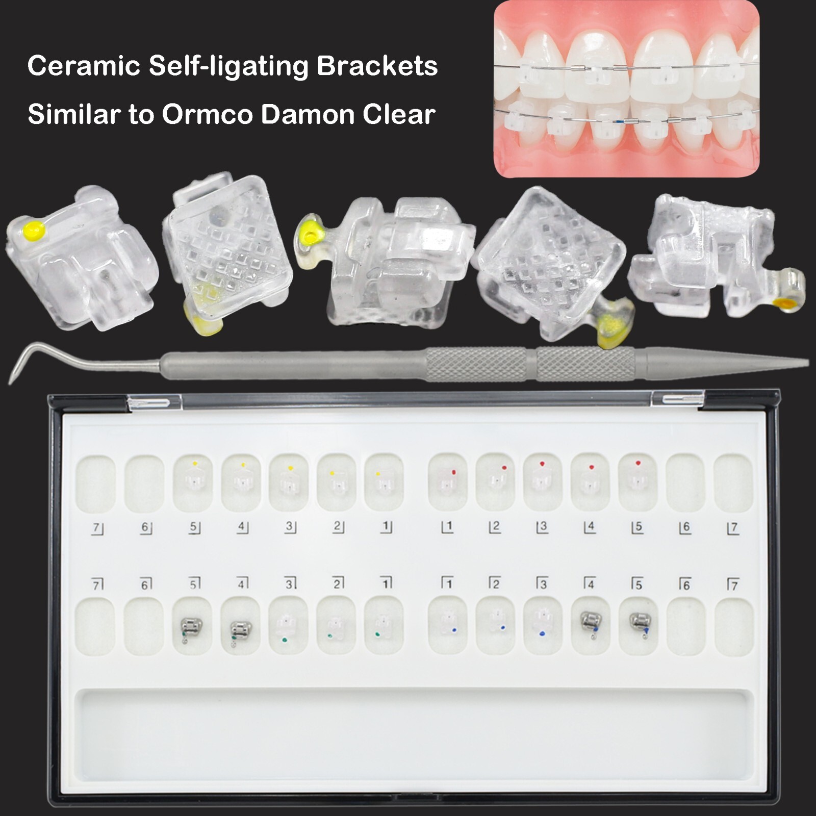 Dental Brackets Orthodontic Self Ligating Braces Metal Ceramic Roth MBT 022 345