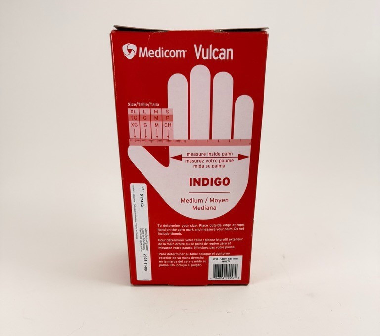 MEDICOM Vulcan Latex-Free Indigo Nitrile Gloves, Size M – 150 Count