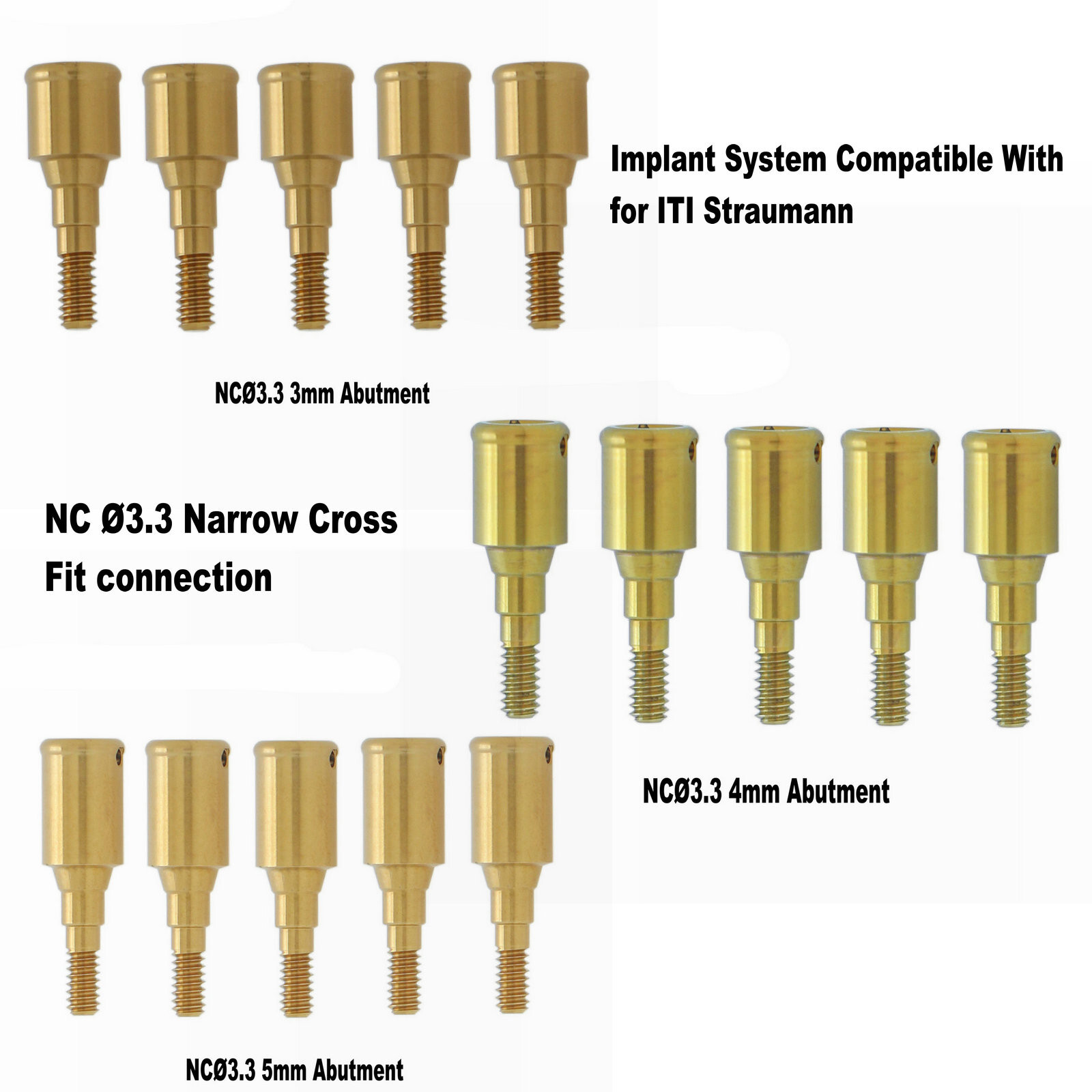 Dental For ITI STRAUMANN Attachment Abutment Male Cap Tool NC/RC D3.7mm AH=3/4/5