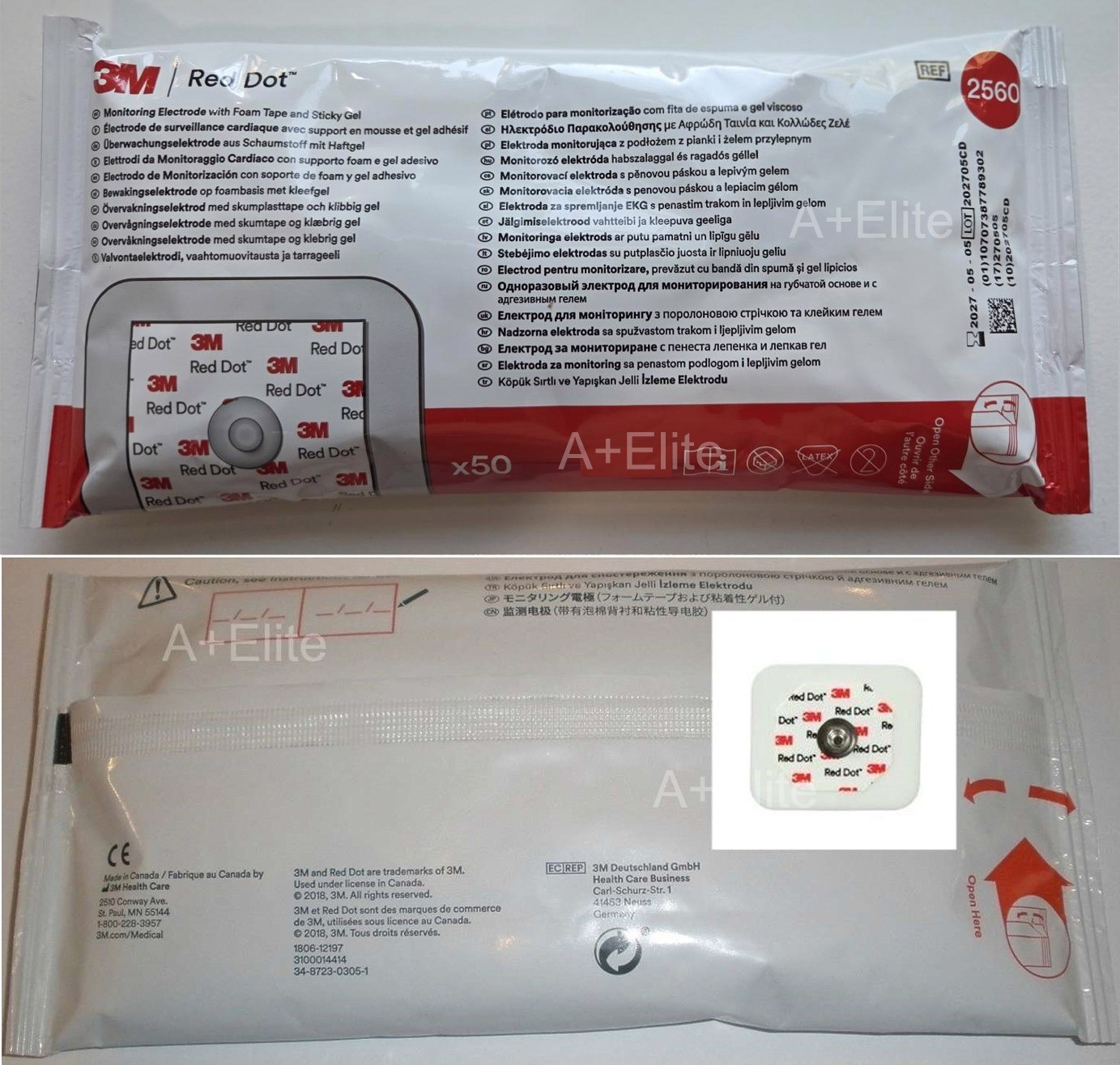 3M 2560 RED DOT Monitoring Electrode 1.6″x1.36″ 50/BG 20BG/CS Foam Tape 11/2024