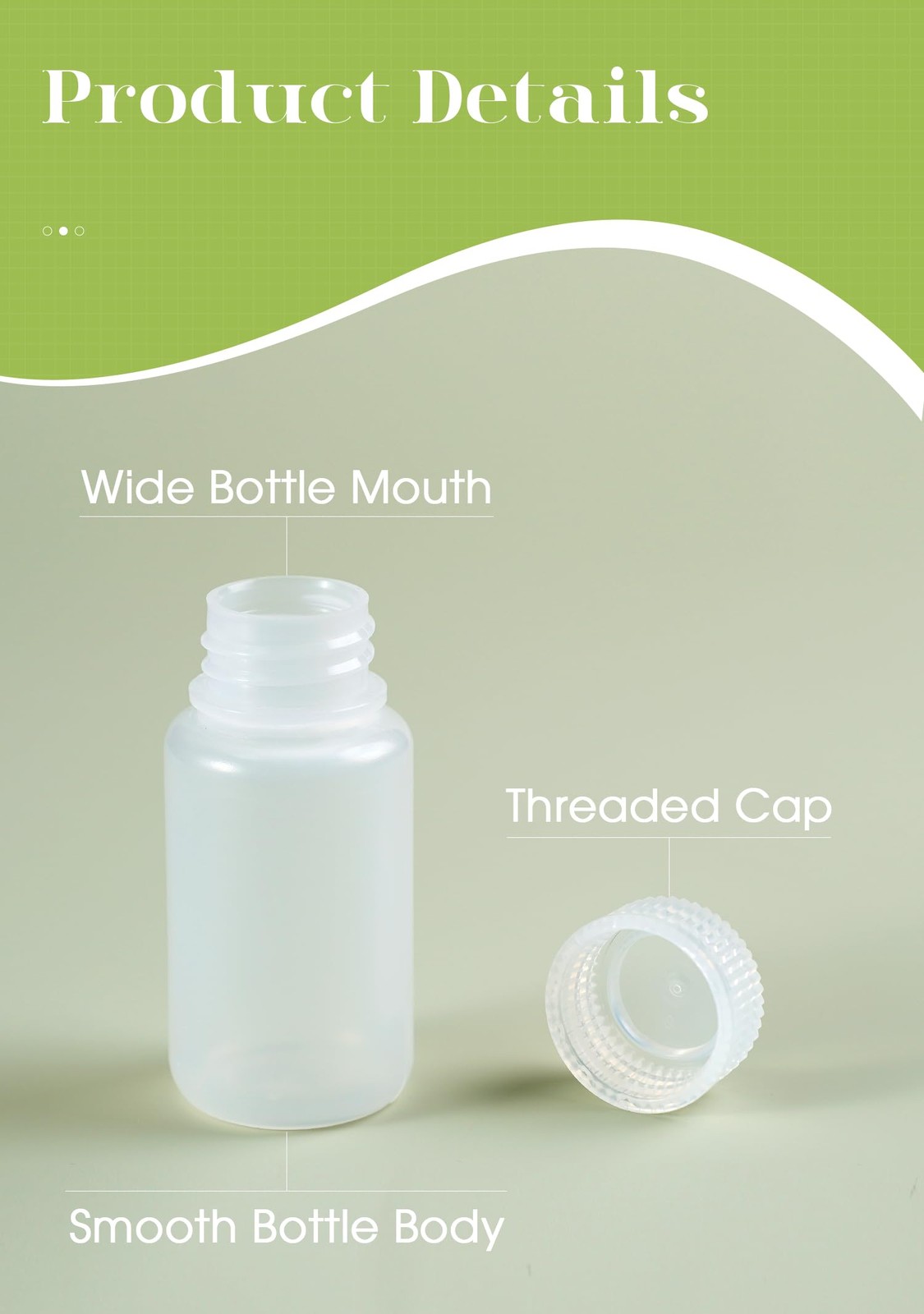 JIBENGAO 2 oz Sample Bottles Wide Mouth Plastic 60ML-12PCS, White