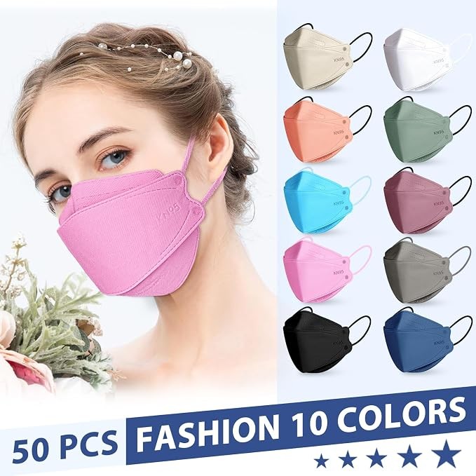 50 Pack Kn95 Face Masks 5 Layer Disposable Adults Dust Smoke Hospital, Free Ship