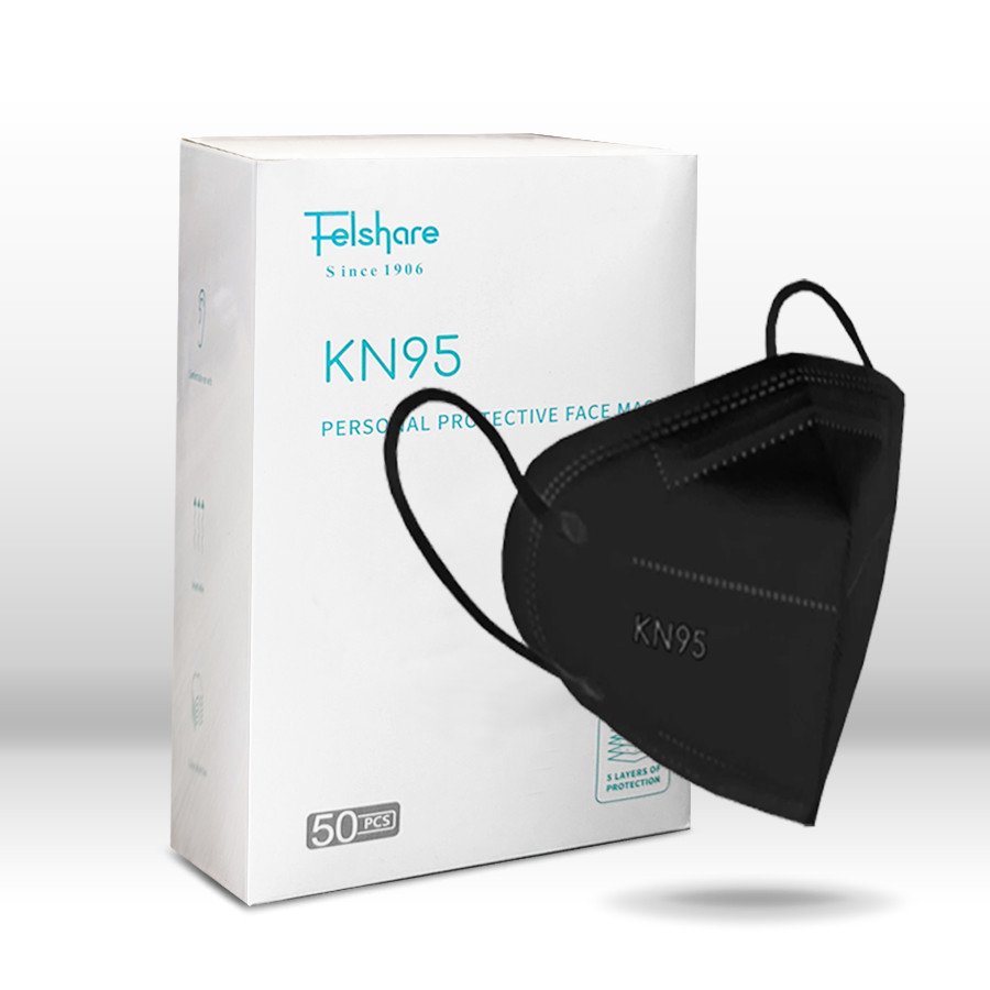 10/50/50 BLACK KN95 Disposable Face Masks 5 Layers Filters 95%+ PFE & BFE