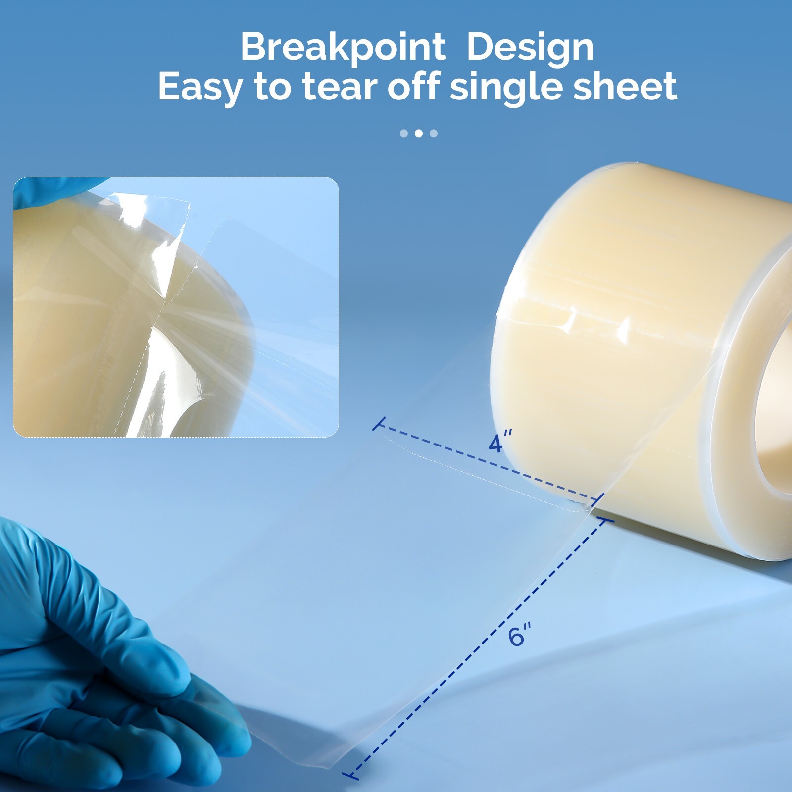 JMU Dental Barrier Film Sticky Wrap Clear or Blue 4″ x 6″ 1200 Sheets, 12 Rolls