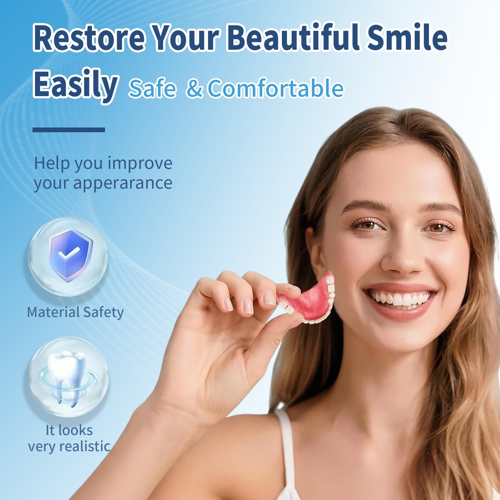 DIY Denture Kit Full Set of Top & Bottom Fake 1 Ounce (Pack 1), White
