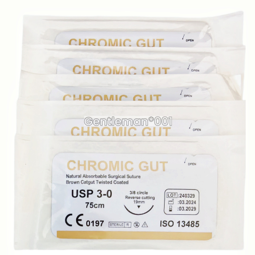 Absorbable Dental Oral Surgical Sutures CHROMIC GUT 3/0 PGA 4/0 Natural Needled