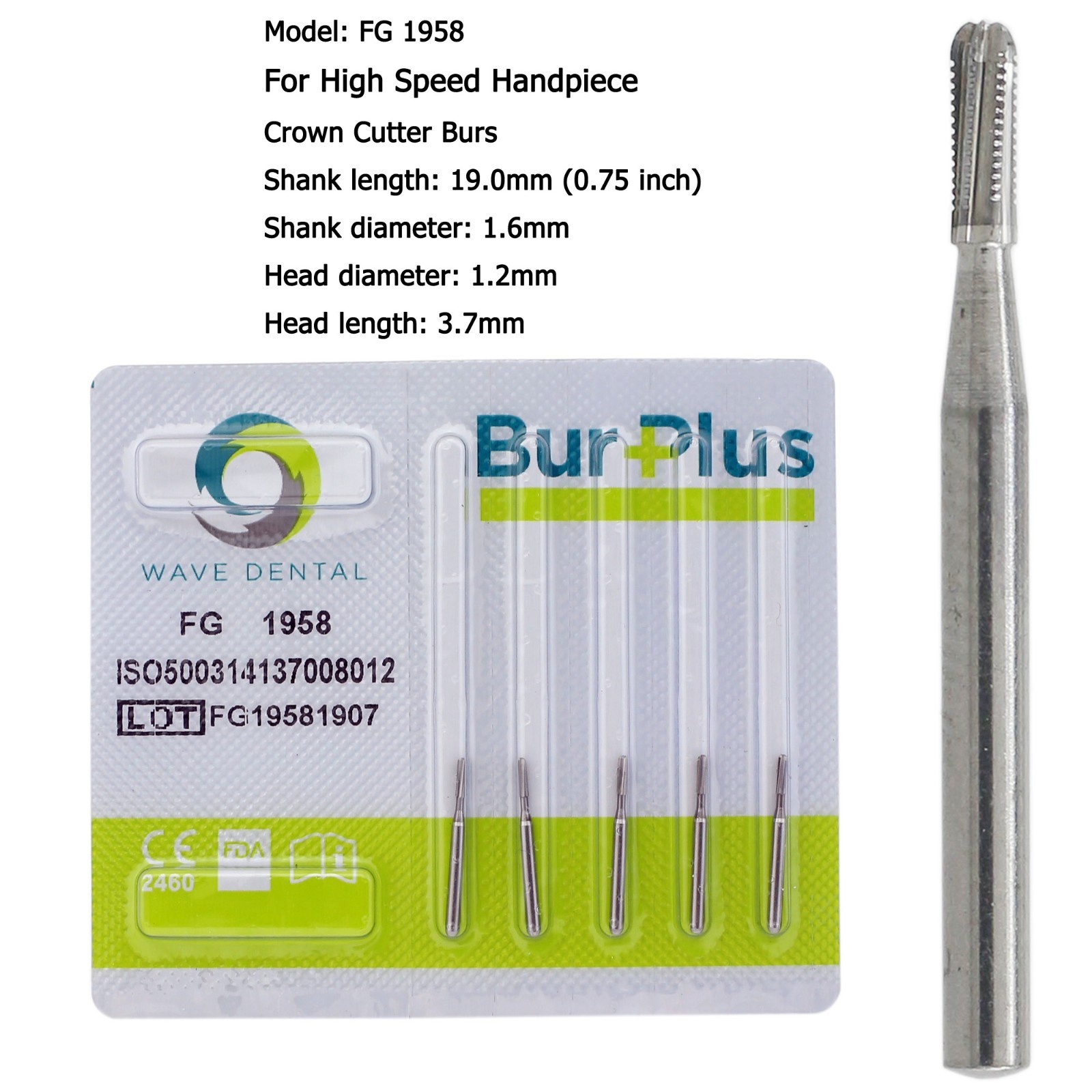 Wave Dental Carbide Burs Round Bur FG 330 1/4 2 6 8 557 High Speed Friction Grip