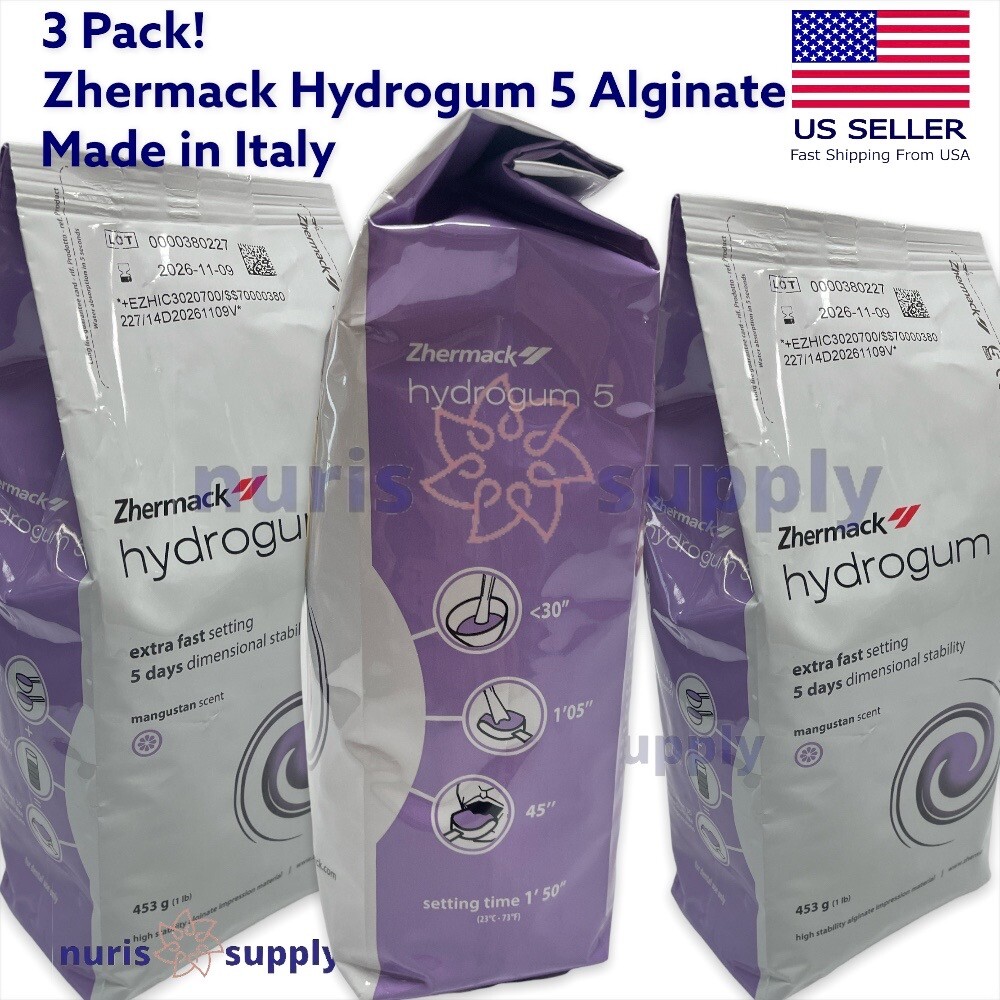 3 Pack, Zhermack Hydrogum 5 Alginate Impression Material, Fast Set 3x1lb