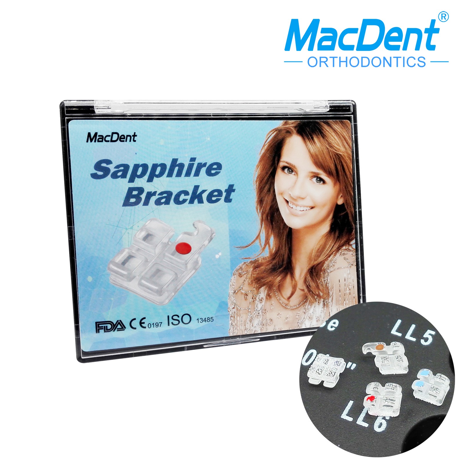 Orthodontic Self Ligating Brackets Ceramic Sapphire brace RothMBT 022”3/345Hook