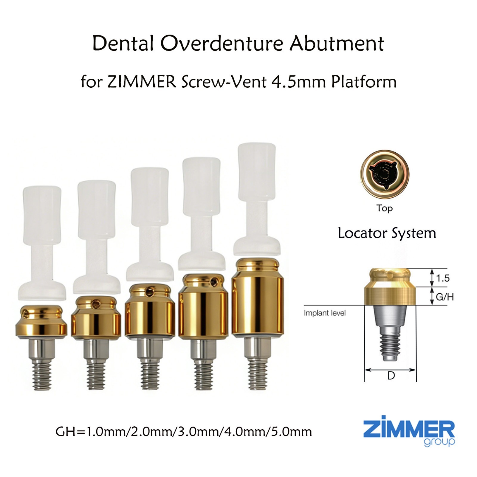 US Zest Locator Abutment for Zimmer Screw Vent 3.5/4.5 Platform and compatibles