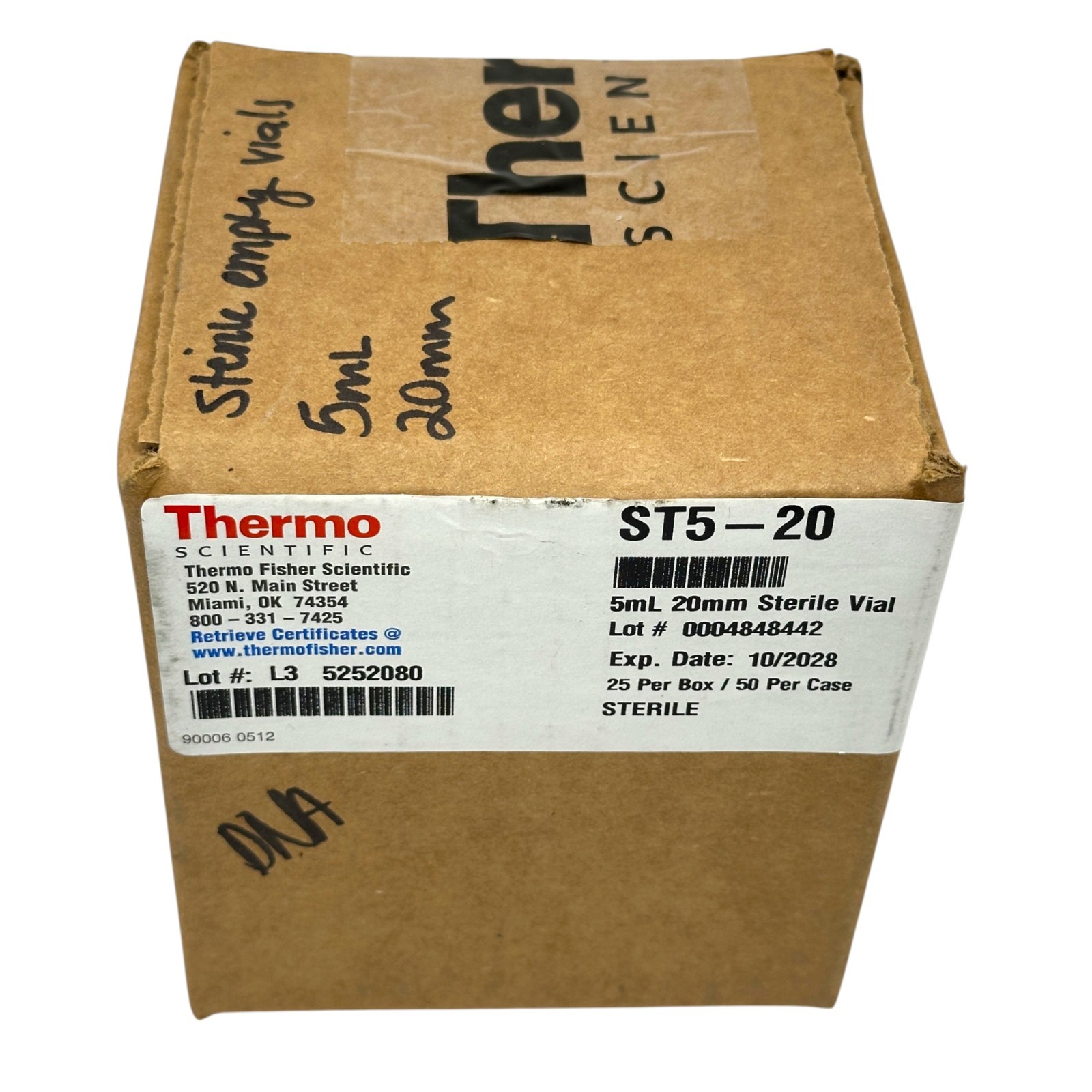 Thermo Scientific ALK ST5-20 Sterile Empty Vials 5mL 20mm Lot 0004848442 Exp 202