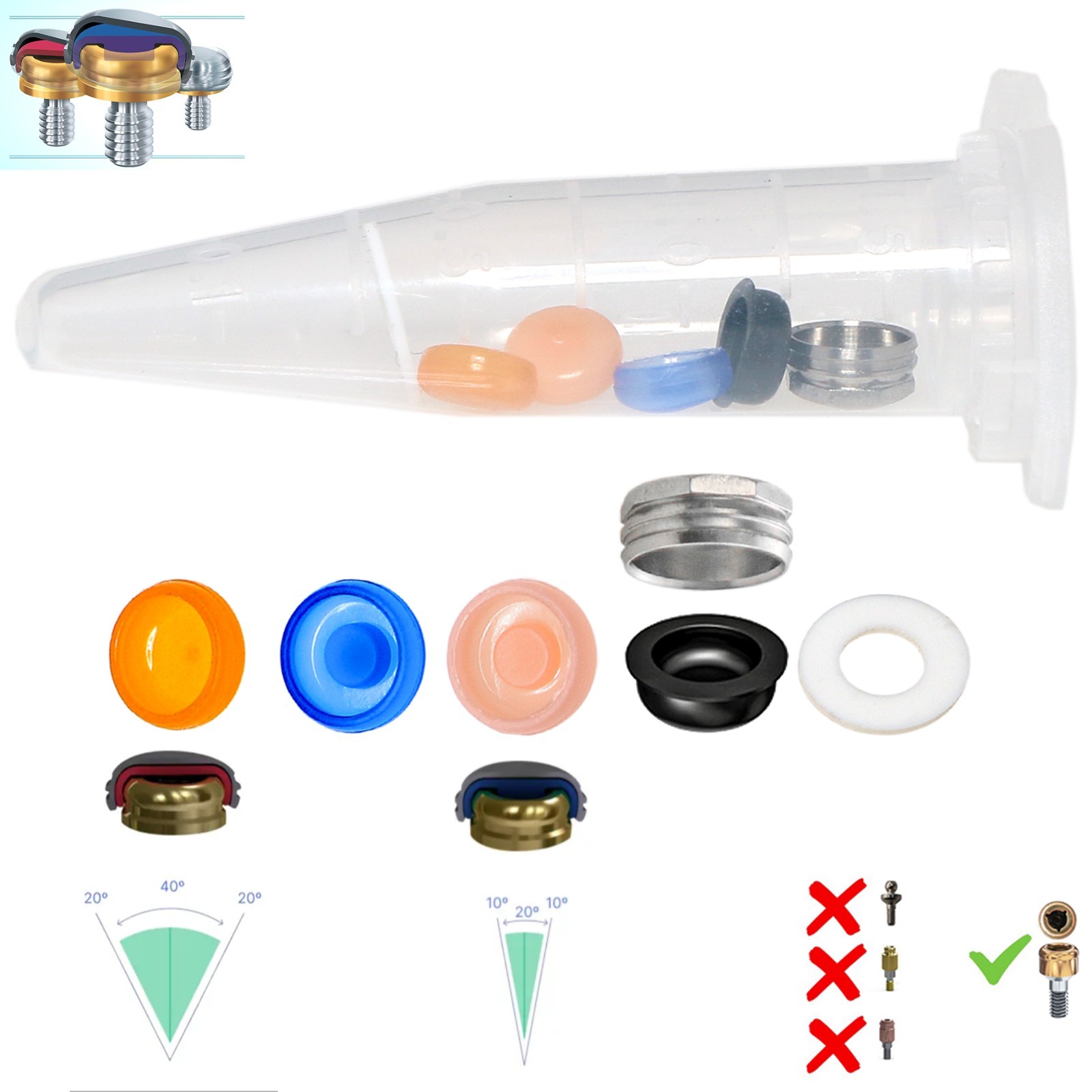 Locator Abutment Replac Retention cap Set Insertion Extraction Locator core Tool