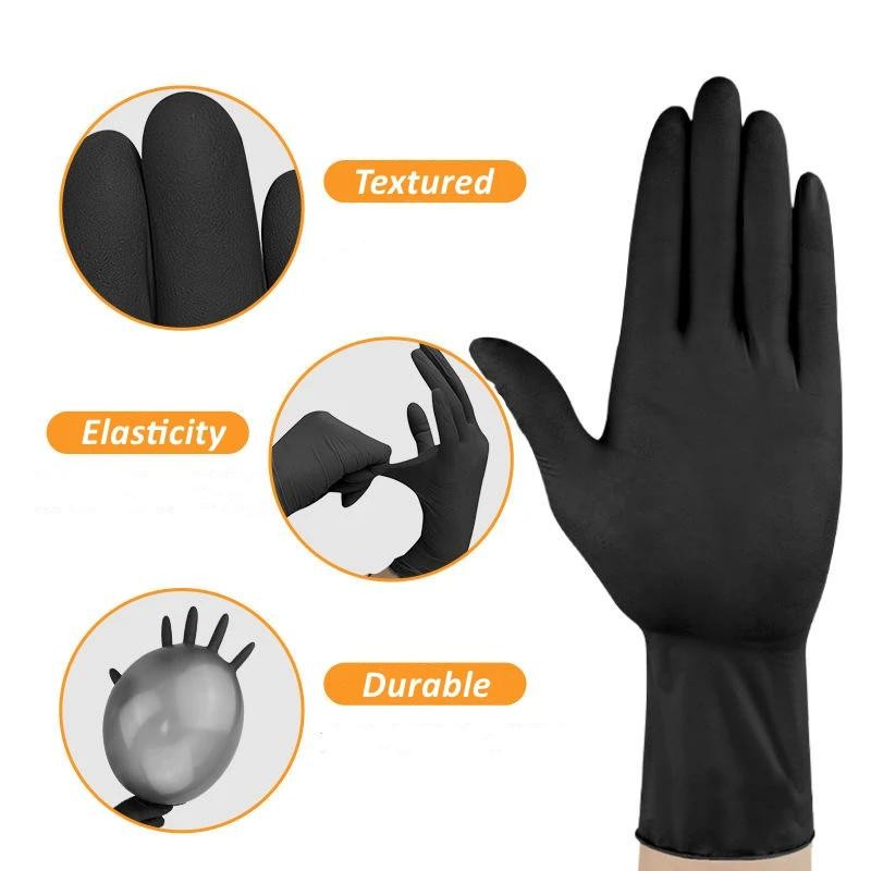 10/20/50/100pcs Black Nitrile Disposable Gloves for Work Latex Free Home Cleanin