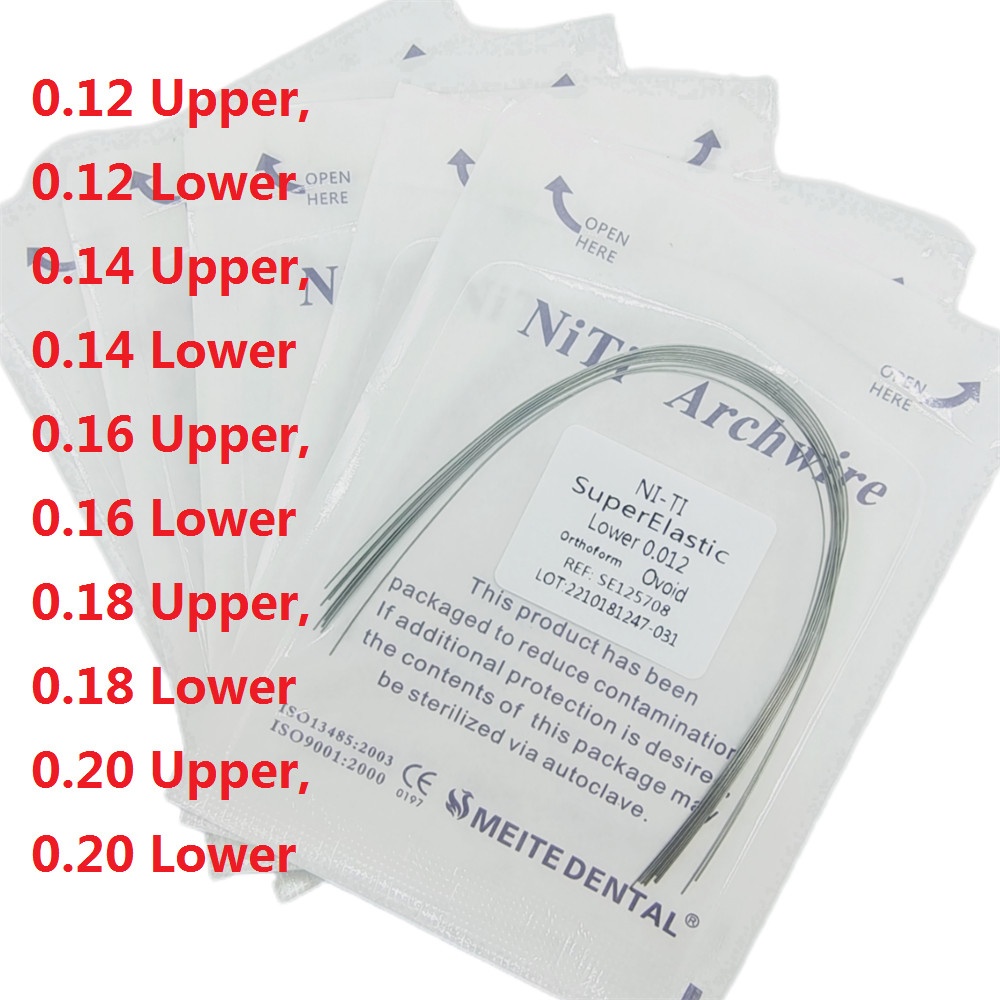 100Packs Dental Ortho Arch Wires Super Elastic Niti Round 012~020 Upper&Lower