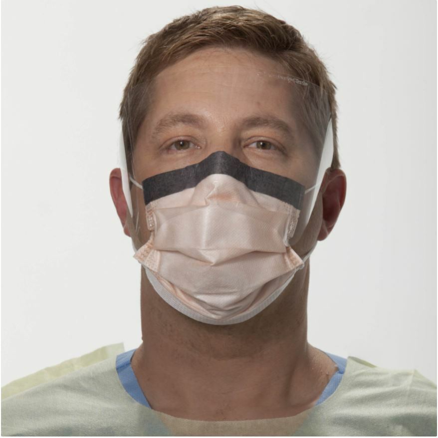*100-Pieces* Halyard FluidShield Level 3 Visor Procedure Face Mask Orange 47147