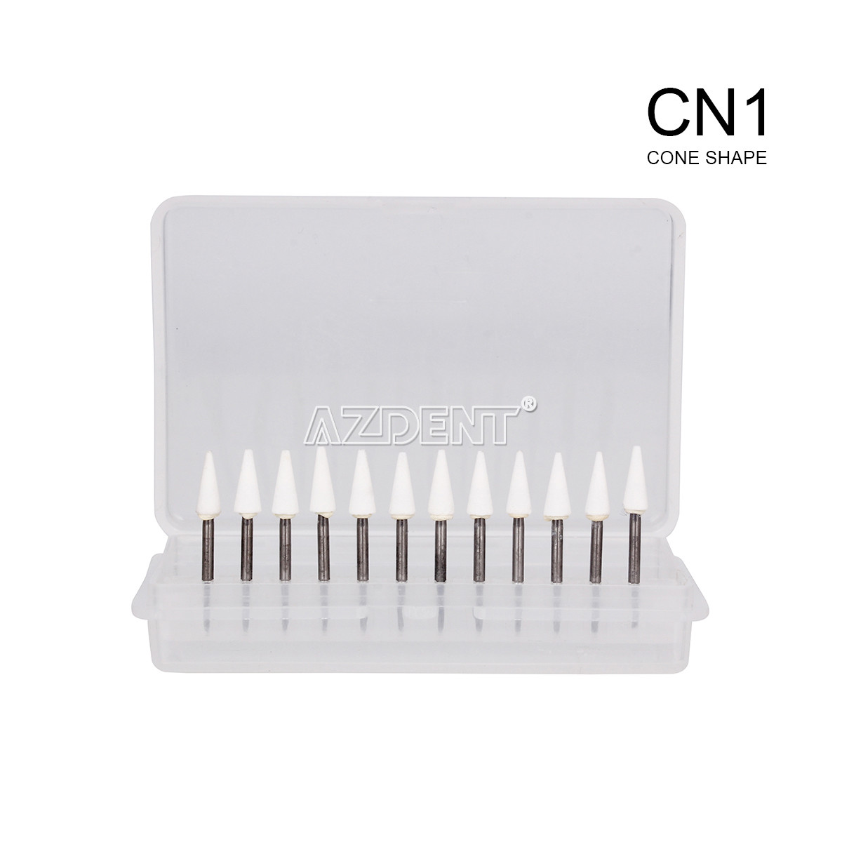 12Pcs Dental Cone Mounted White Stone Polishing Burs FG CN1 Abrasion Points Bur