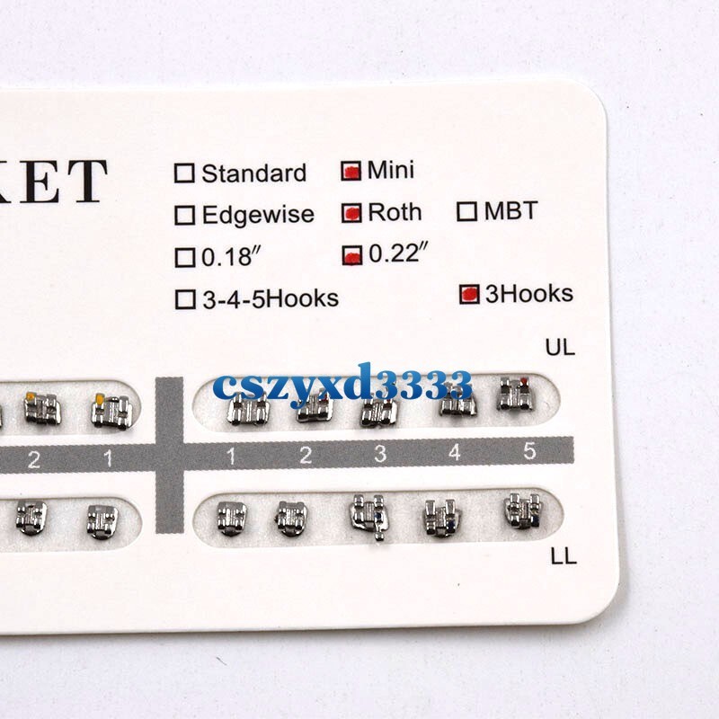 Dental Orthodontic Brackets Brace Roth/MBT/Edgewise 018/022 NO. 3/345 Hooks