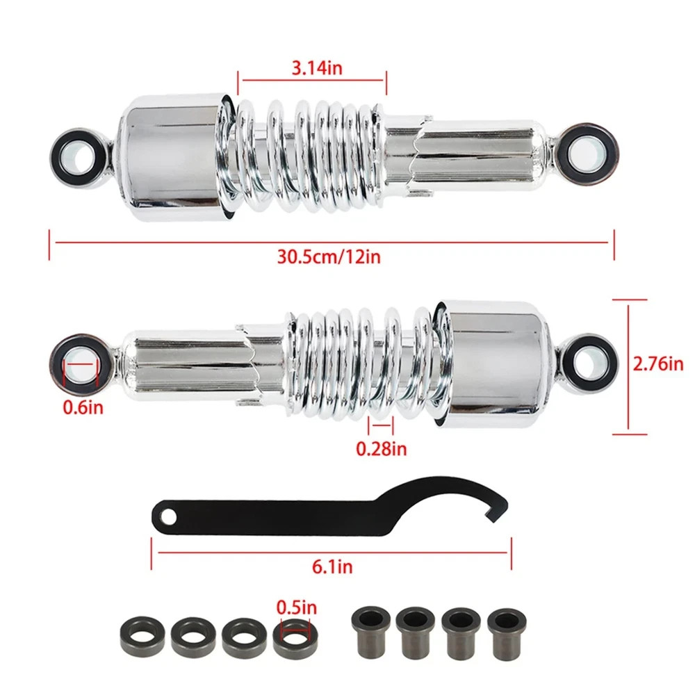 Motorcycle Chrome Rear Shocks Absorbers 10.5in 267mm