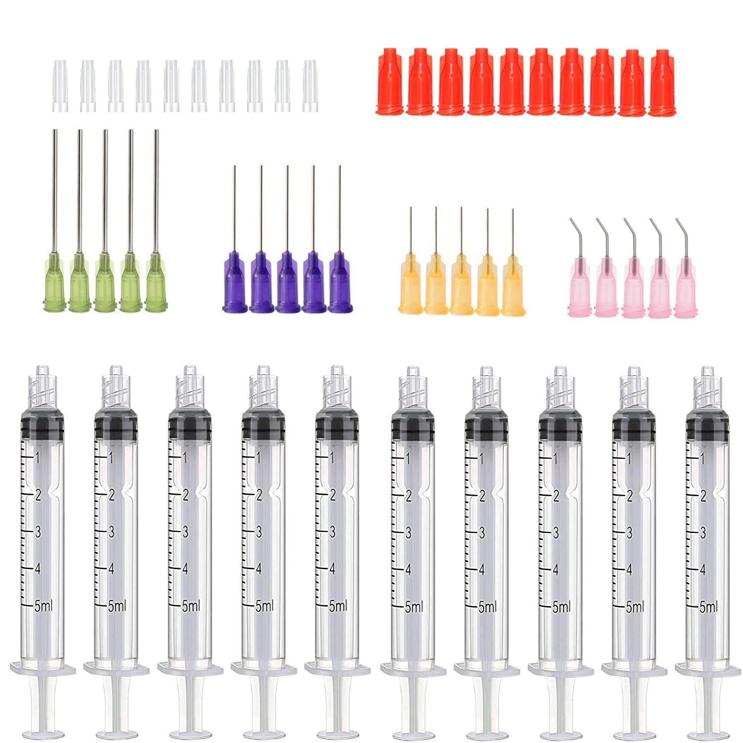 50 Pcs – 5ml Syringes with 14ga, 20ga,21ga, 23ga Blunt Tip 50 Pack-5ml