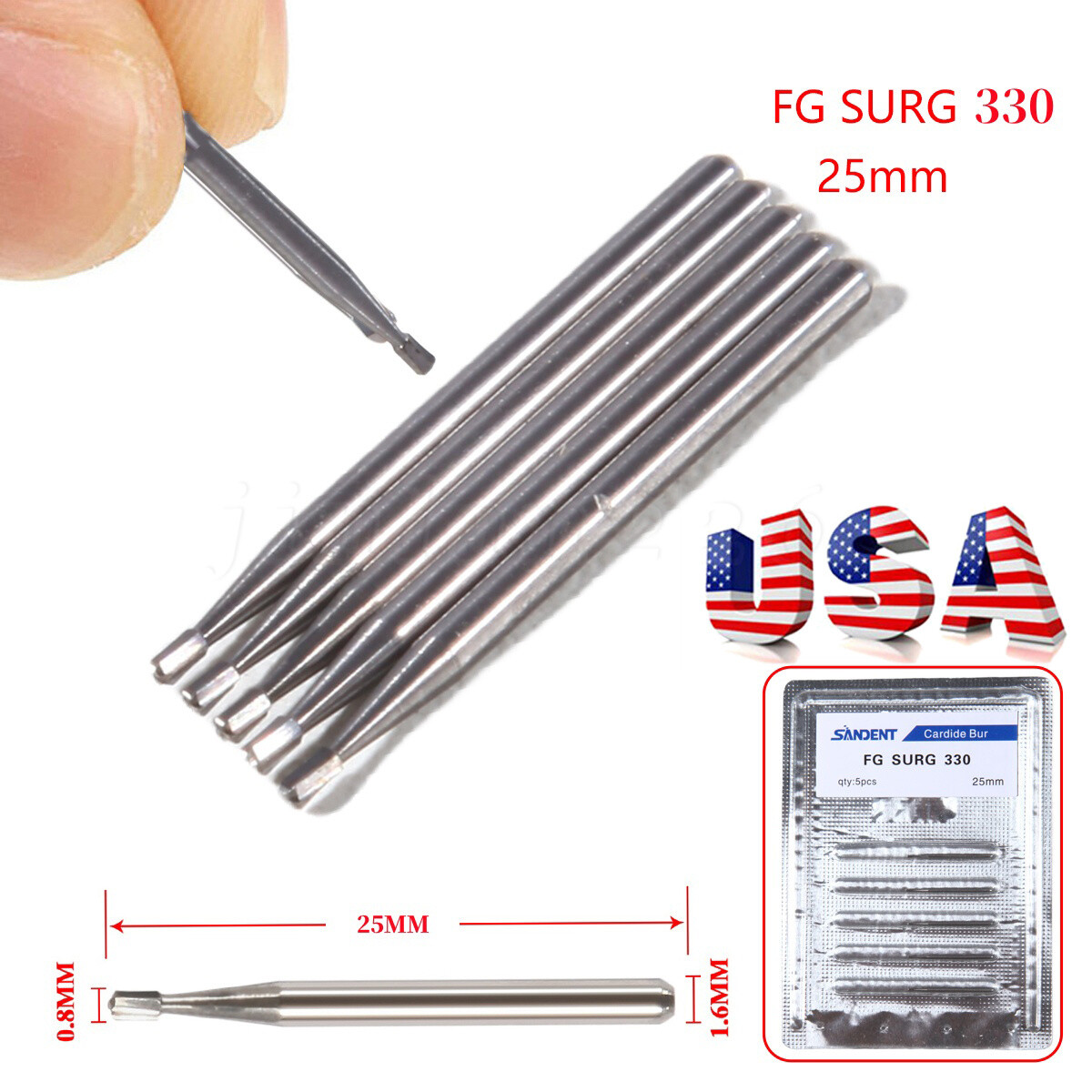 Dental Carbide Bur FG 330L Pear Long Head. Made in China 25mm Surgical