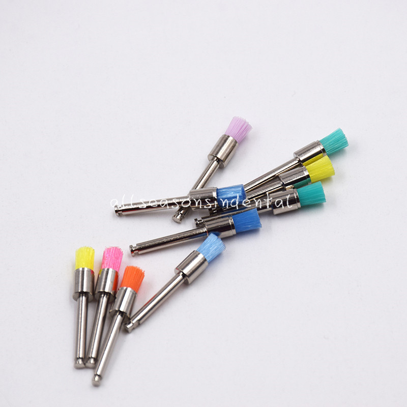 Dental Nylon Latch Flat Polishing Prophy Polisher White & Colorful Brush 200 Pcs