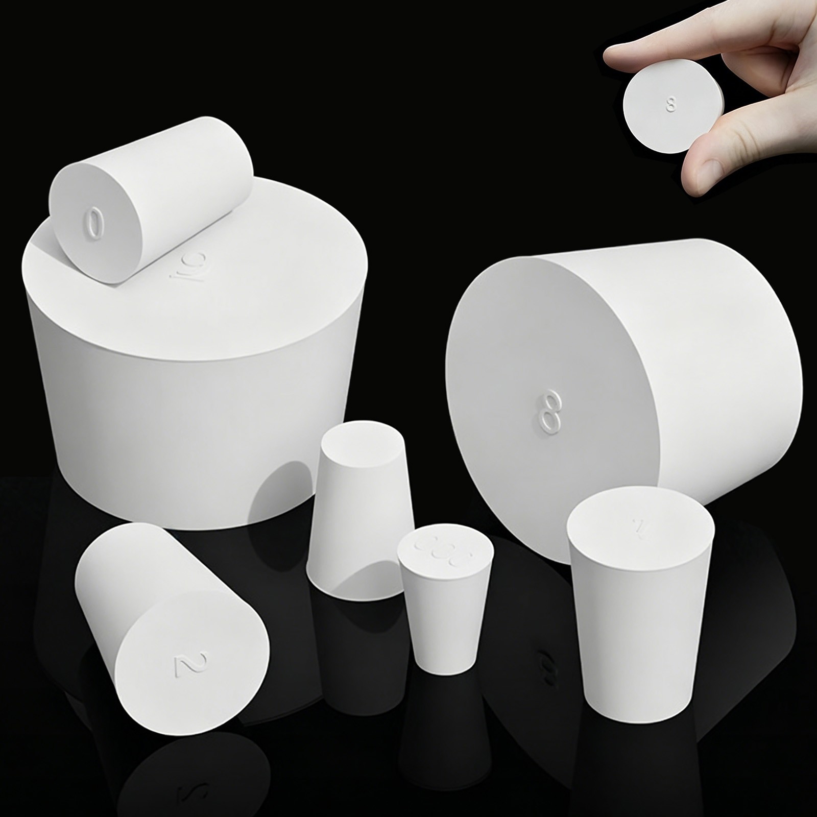 Rubber Bung Stopper Tapered Plugs Laboratory Solid Stoppers Sizes Various Flask