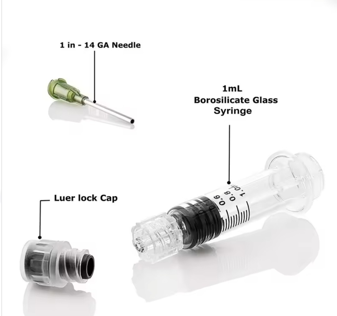 5 pack 1ml Luer Lock Syringe Shatter & Heat Resistant, Borosilicate Glass