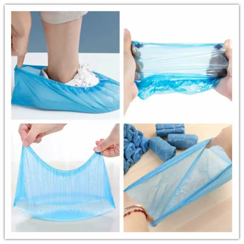 100PCS Disposable Waterproof Shoe Cover Plastic Non-Slip Foot Cover Indoor PE Pa