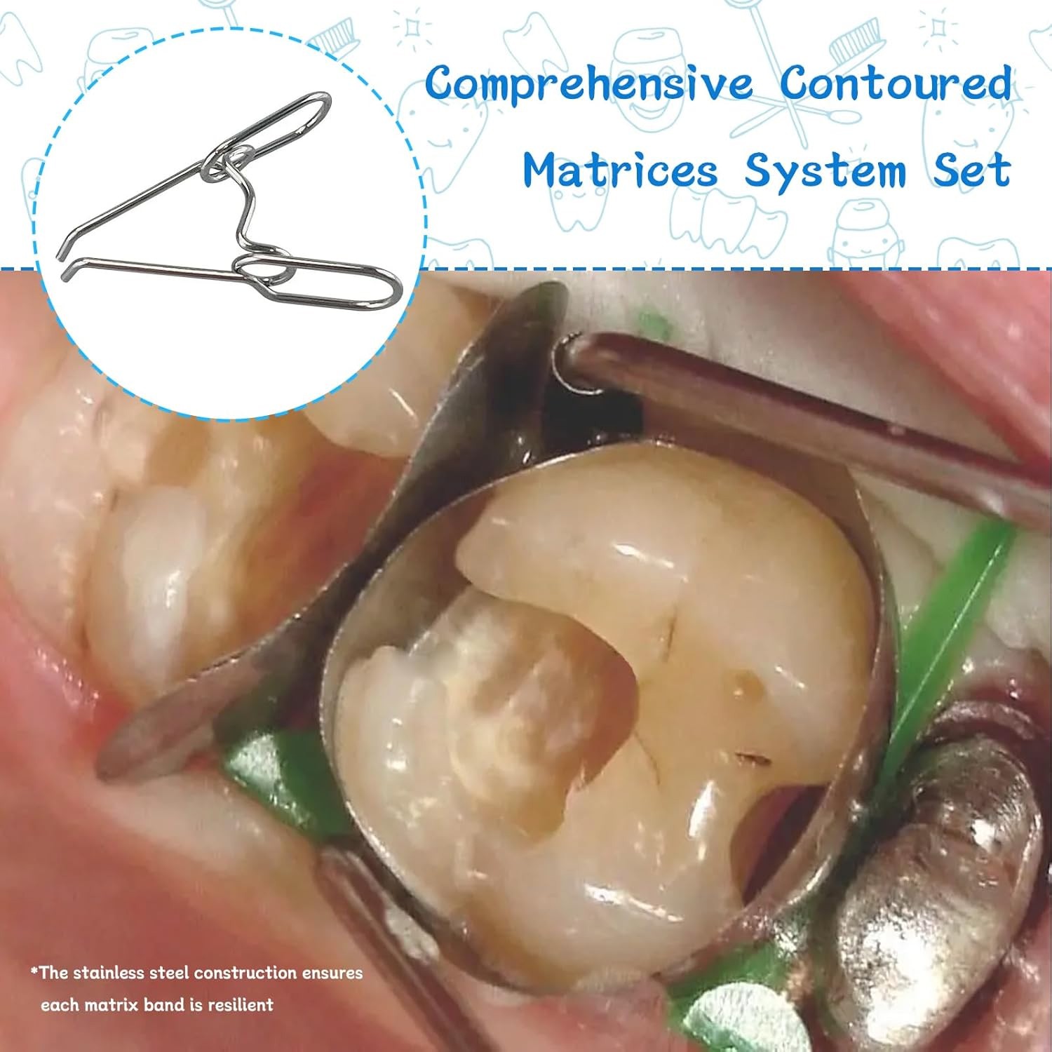 1Box/36PCS Dental Saddle Contoured Metal Matrices Matrix with Springclip USA