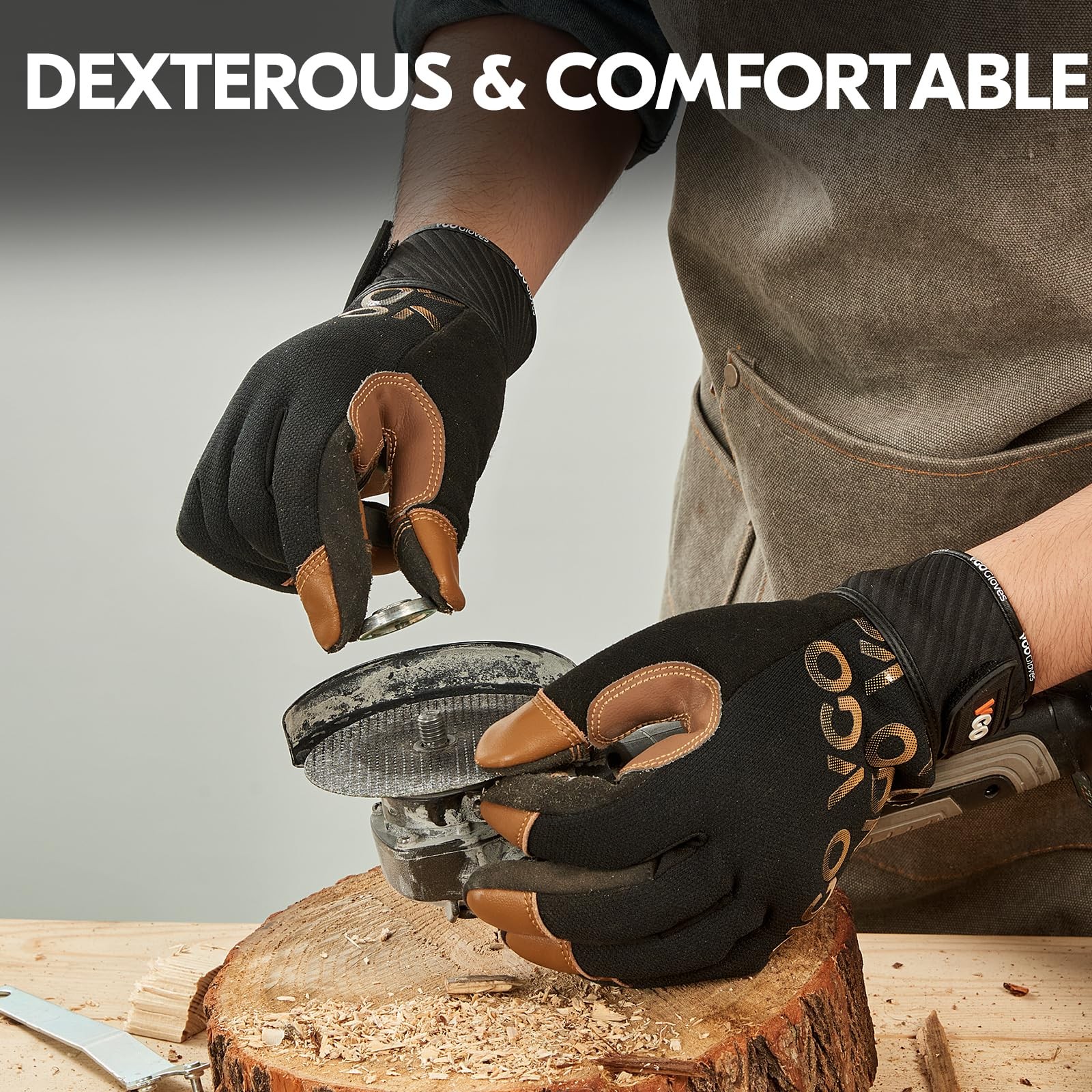Vgo… Goatskin Work Gloves For Men Leather Gardening Gloves Light Duty