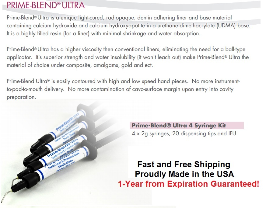 Dentin Liner Base 4 X 2g – syringes w/ tips – Free shipping Exp 04/24 – #200-001