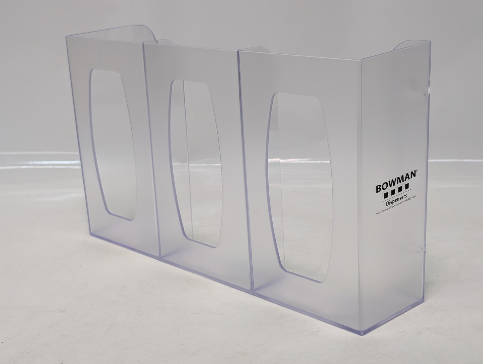 Bowman Triple Glove Box Dispenser GL300-1214 Wall Mount Holder Clear