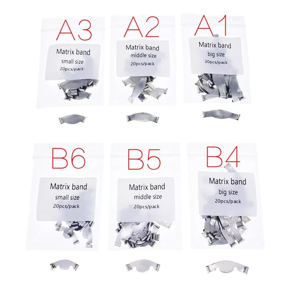 20Pcs/Pack Dental Saddle Contoured Metal Matrices Matrix Band/Springclip