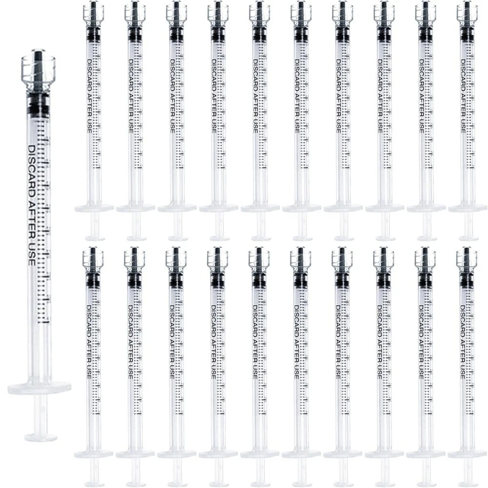 20 Pack 1mL Luer Lock Syringes without Needle, 1 ml cc Disposable Syringe